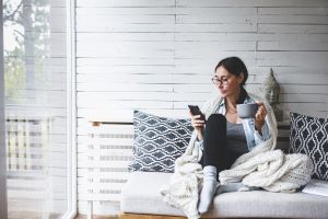 Woman sitting on a couch